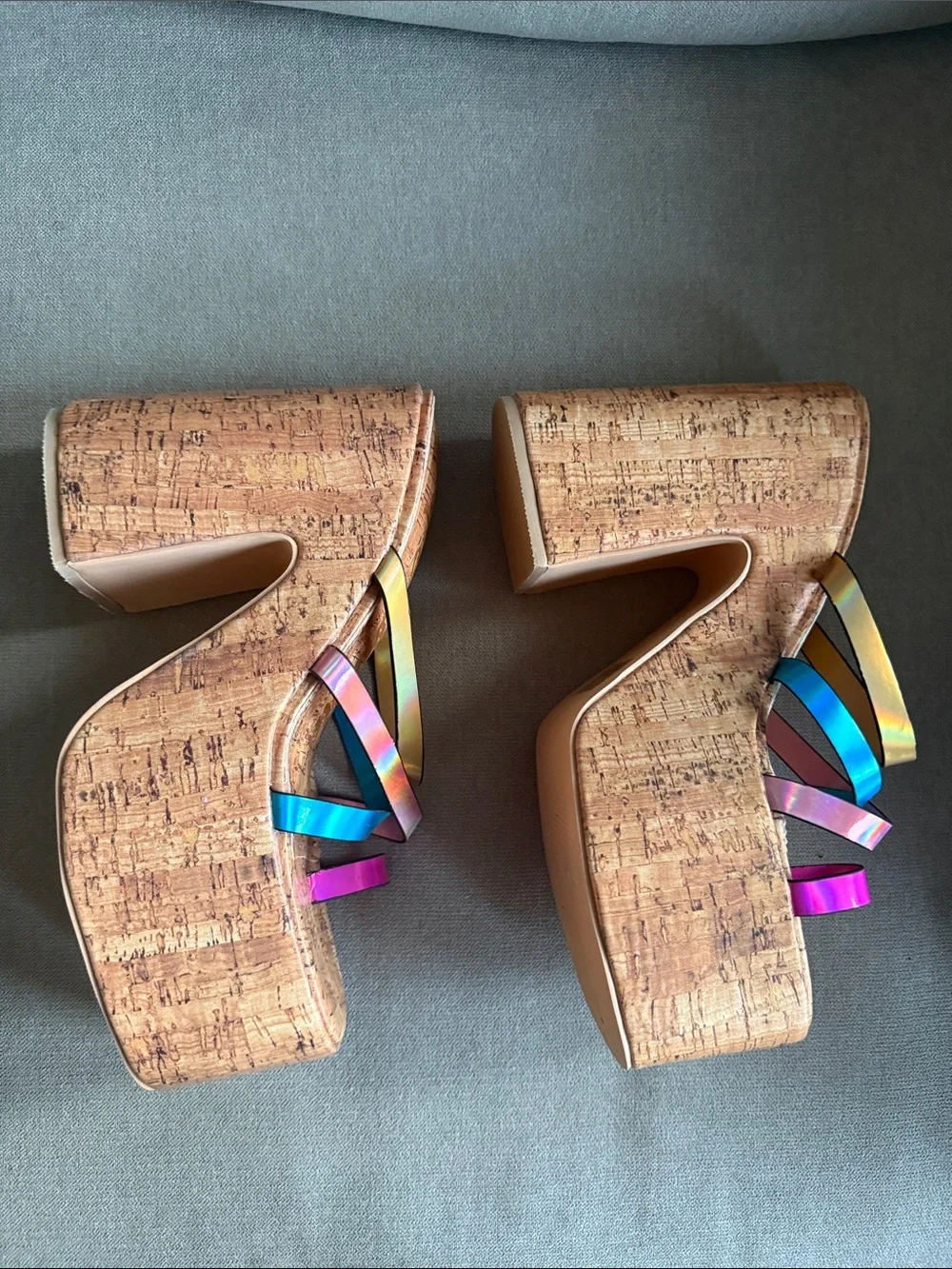 Cape Robbin Multi-Color Cork Platform Sandals